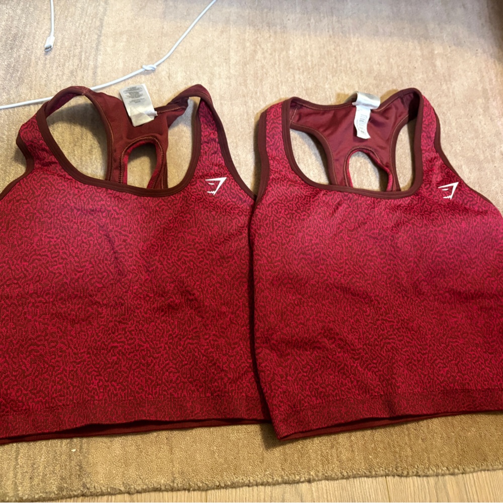 2 Gymshark Adapt Animal Seamless crop tanks- reef/cherry brown